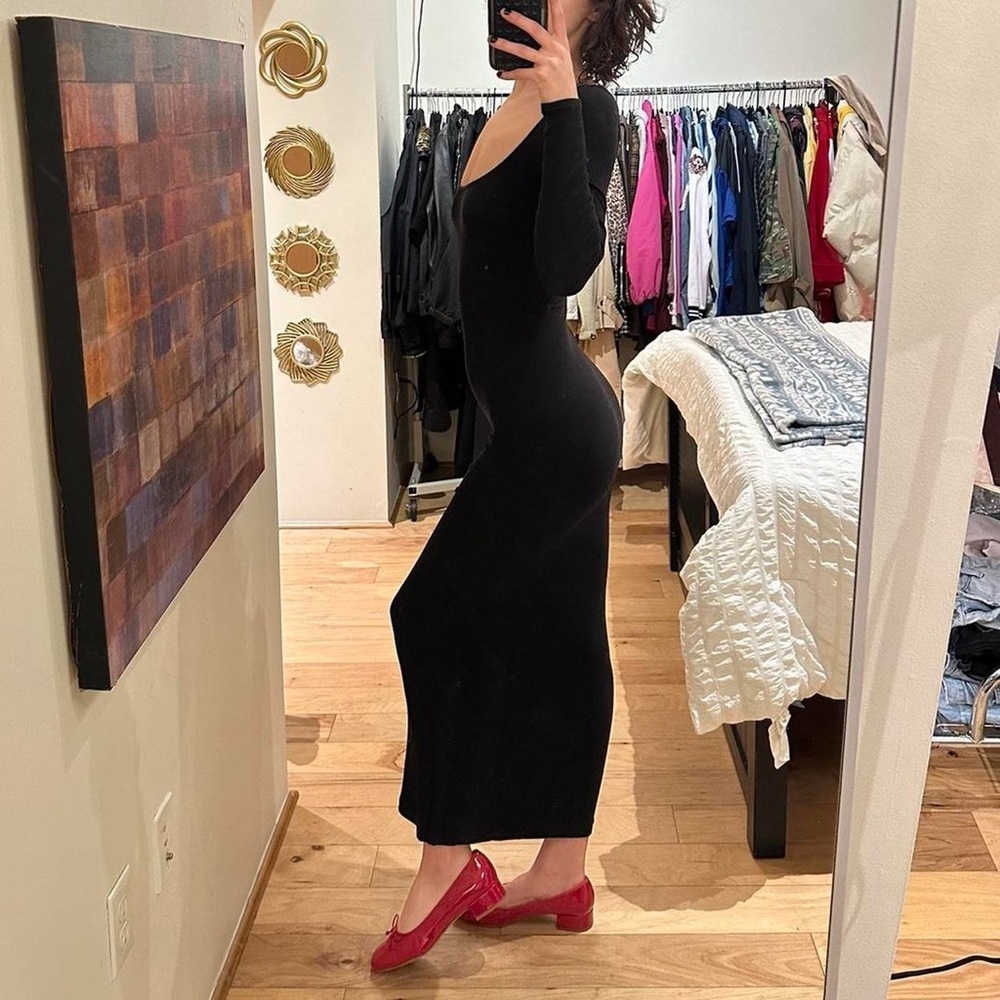 SKIMS Black Maxi Dress with Long Sleeves - Picture 2 of 4